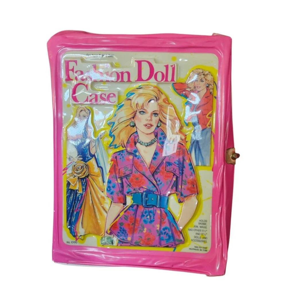 VTG 80s 2 Fashion Doll Carrying Cases Pink Tara Toy Barbie Clone Jem Maxie 4 12